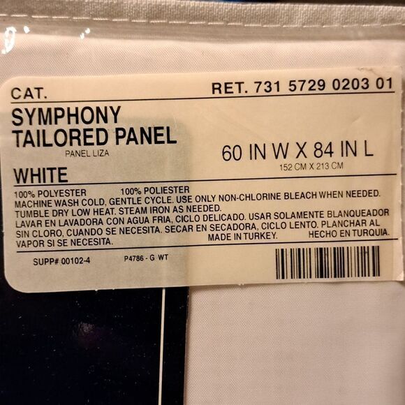 JCPenny symphony tailored panel curtain white - new - Picture 3 of 3